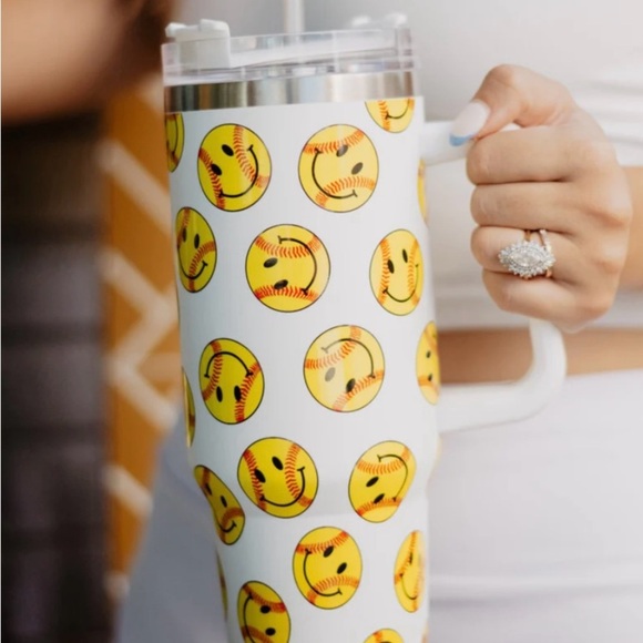Katydid Other - Katydid White and Yellow Softball Tumbler 38 oz